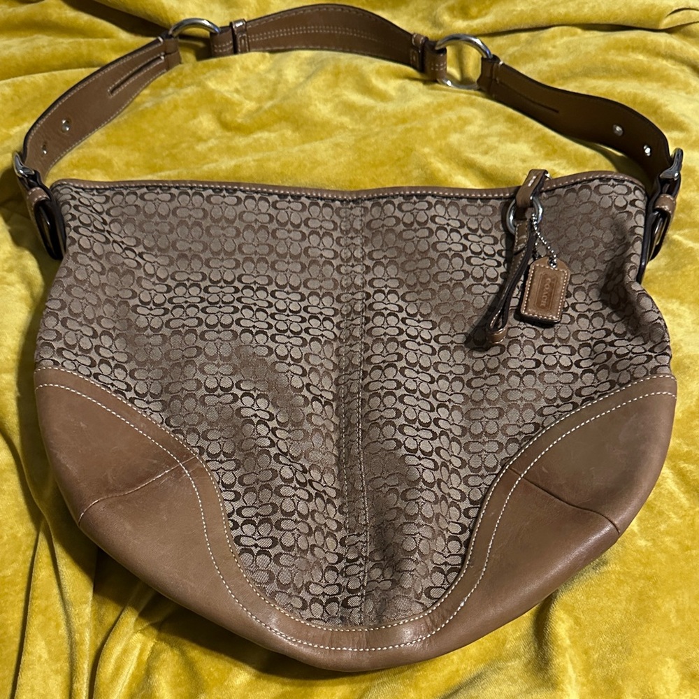 Coach Tan and Brown Hobo Bag